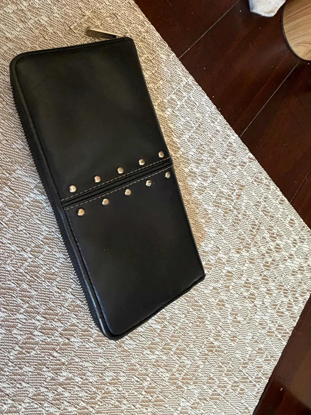 Michael Kors Astor studded black zip around wallet 8”